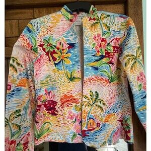 COLDWATER CREEK Jacket Tropical Print Multicolor Jacket Women's Size XS (roomy)